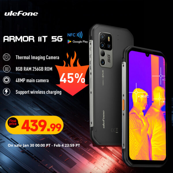 Ulefone Armor 11T 5G teléfono móvil resistente FLIR®Cámara de imagen térmica Smartphone Android 8GB 256GB impermeable teléfono móvil