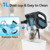 INSE Aspirador con Cable, Aspiradora Escoba de Succión Poderosa de 18kPa, Aspiradora Escopa 3 En 1 Vertical y de Mano para Hogar, Sofas, Mascotas, 600W, 1L, Hepa Filtro Lavable (Azul) - Imagen 3
