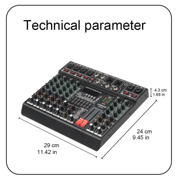 Mezclador de sonido EQ de 7 bandas, 99 efectos, 6 Mono Individual, 48V, consola de mezcla de Audio, reproducción USB, grabación, Bluetooth, 2 AUX, Control de DJ, AM-GT6 - Imagen 6