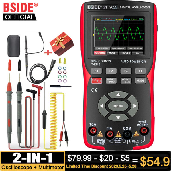 Osciloscopio de mano BSIDE ZT702S, multímetro Digital profesional, voltímetro de electricista, probador de resistencia de capacitancia de corriente