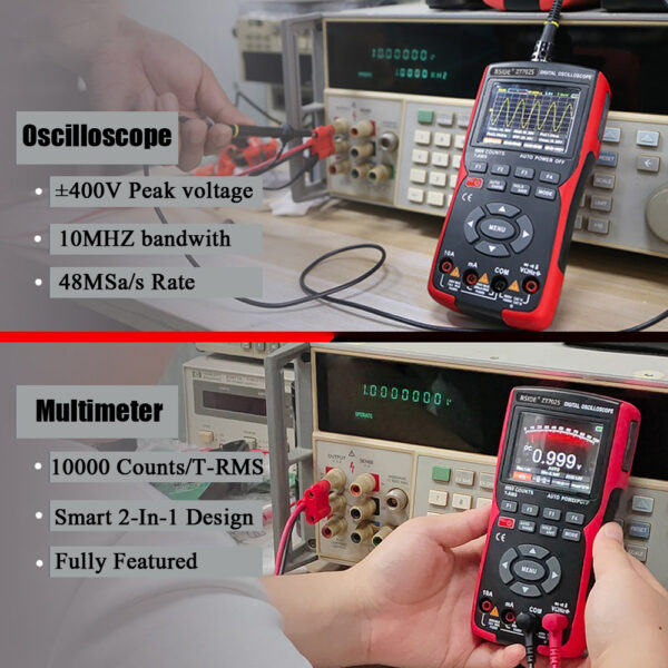 Osciloscopio de mano BSIDE ZT702S, multímetro Digital profesional, voltímetro de electricista, probador de resistencia de capacitancia de corriente - Imagen 4