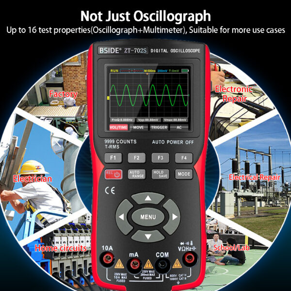 Osciloscopio de mano BSIDE ZT702S, multímetro Digital profesional, voltímetro de electricista, probador de resistencia de capacitancia de corriente - Imagen 3