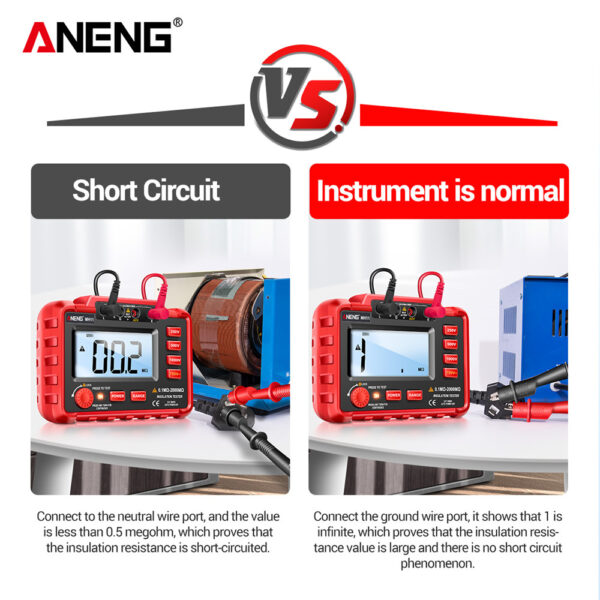 ANENG-medidor Digital de resistencia de tierra MH11, medidor de resistencia de tierra de aislamiento, ohmios, voltaje, Megohmmeter - Imagen 3
