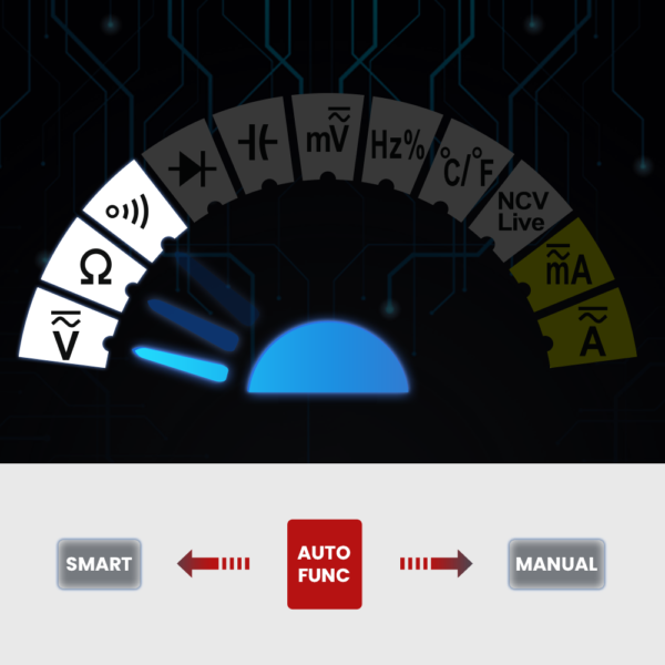 KAIWEETS-multímetro Digital inteligente KM601, probador de rango automático de 9999 V, 10A, Ohm Hz, capacitancia, REL, valores eficaces verdaderos, CA, CC, DMM, 1000 recuentos - Imagen 4