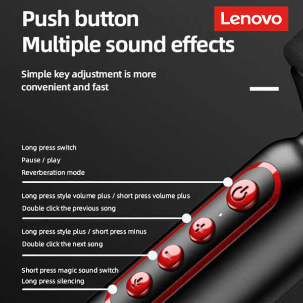 Lenovo M1 micrófono de mano inalámbrico, Bluetooth, sonido HIFI, artefacto de Karaoke de calidad, teléfono móvil en vivo, hogar, portátil para fiesta - Imagen 4