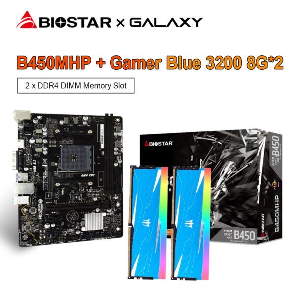 BIOSTAR-placa base B450MHP para videojuegos, procesador AMD Ryzen 5 5600G R5 5600G, AM4 + GALAXY 8G 3200 8G * 2 RAM mATX, 32GB - Imagen 3