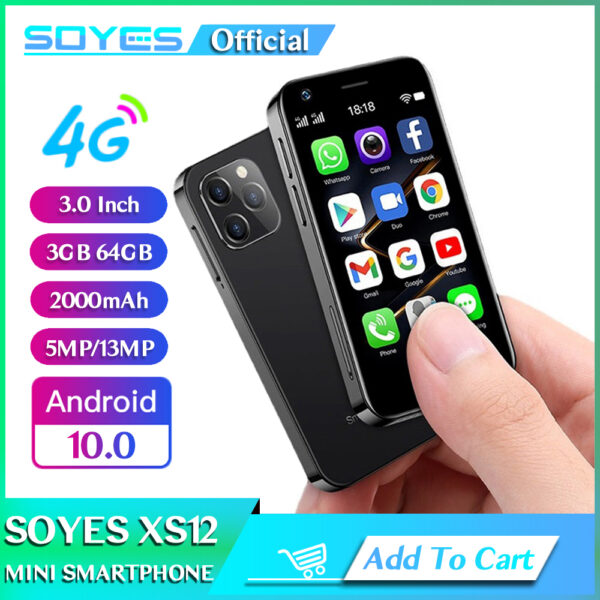 SOYES-Smartphone pequeño XS12 4G LTE, 3GB de RAM, 64GB de ROM, 2000mAh, WIFI, punto de acceso, cámara de 13MP, Android 10,0