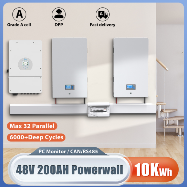 LiFePO4-Batería de iones de litio Solar, 48V, 200AH, 100AH, 5KWH, 10KWH