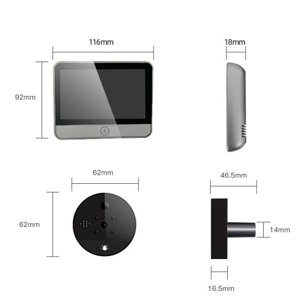 Mirilla inteligente con Monitor de seguridad, timbre de puerta con cámara de 1080 pulgadas, Wifi, 4,3 P, HD - Imagen 6