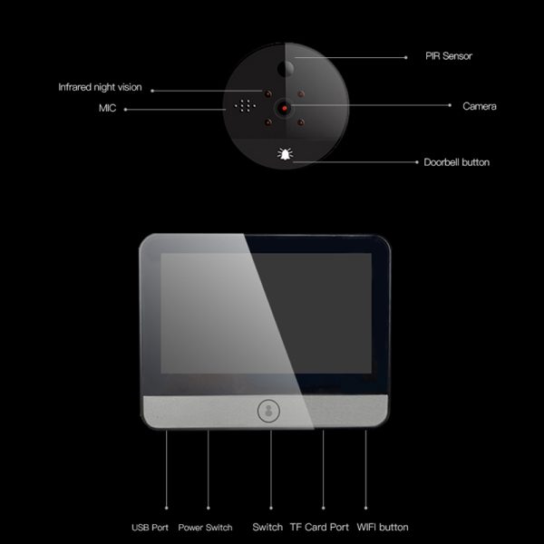 Mirilla inteligente con Monitor de seguridad, timbre de puerta con cámara de 1080 pulgadas, Wifi, 4,3 P, HD - Imagen 5