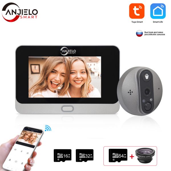 Mirilla de video wifi inalámbrica en la puerta Timbre de video tuya con cámara Intercomunicador de video inalámbrico Apartamento 1080P Intercomunicador de video wifi para el hogar Mirilla digital de video de puerta Wif