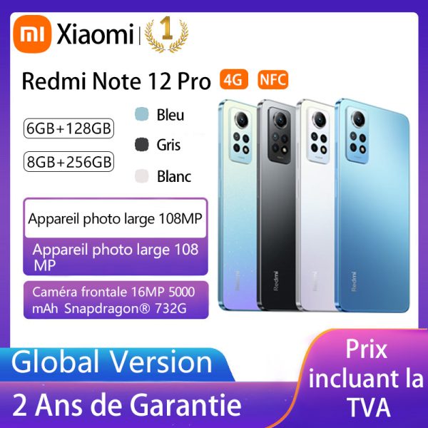 Xiaomi Redmi Note 12 Pro 4G, NFC, Snapdragon® 732G, procesador octa-core, 128GB / 256GB, 6.67 "FHD + AMOLED DotDisplay, 120Hz, cámara de 108MP, carga rápida de 67W, versión global