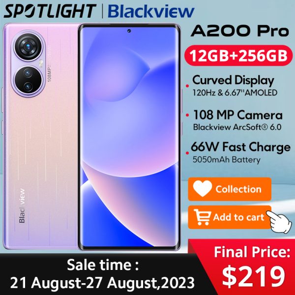 Blackview-smartphone A200 Pro MTK Helio G99, pantalla curva AMOLED de 6,67 pulgadas, 12GB, 256GB, NFC, cámara de 108MP, 5050mAh