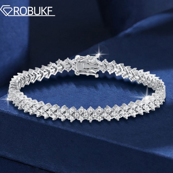 Pulsera de tenis de moissanita auténtica para mujer, brazalete de plata de ley 1,5, chapado en oro blanco de 18k, joyería de diamantes de moissanita, 925mm