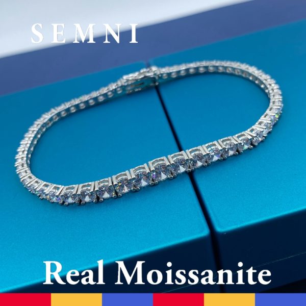 SEMNI-pulsera de tenis de diamante de moissanita degradado para hombres y mujeres, brazalete de lujo de Plata de Ley 925, Diamante brillante GRA, 5mm-3mm