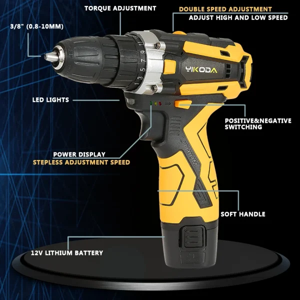 Taladro inalámbrico de 12/16.8/21V, destornillador eléctrico recargable - Imagen 2