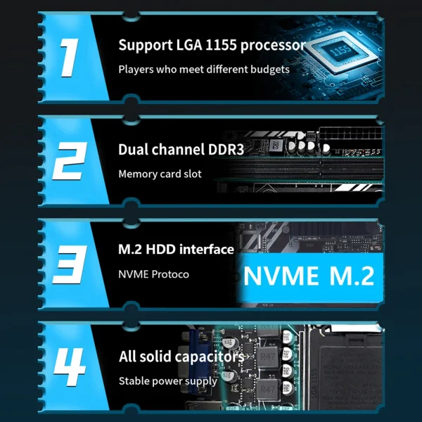 MUCAI-Kit de placa base H61 LGA 1155, Compatible con Intel Core CPU de 2ª y 3ª generación, Compatible con M.2 NVME SDD - Imagen 4