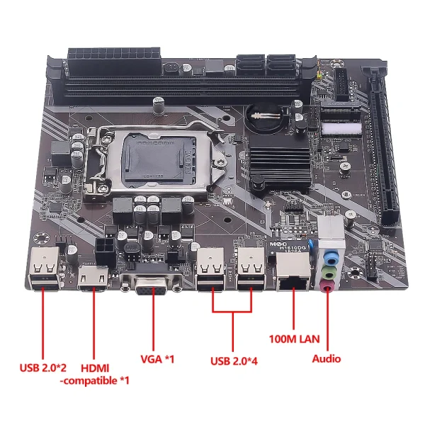 MUCAI-Kit de placa base H61 LGA 1155, Compatible con Intel Core CPU de 2ª y 3ª generación, Compatible con M.2 NVME SDD - Imagen 3