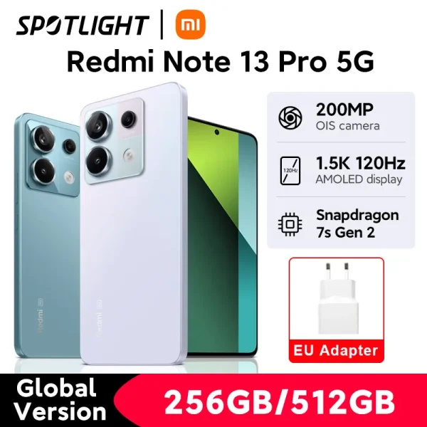 Xiaomi Redmi Note 13 Pro 5G Smartphone Global Version 200MP Camera 6.67" 120Hz AMOLED display Snapdragon 7s Gen 2 67W Charging